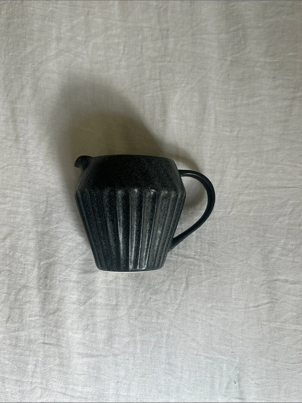 Black Ceramic Ribbed Creamer Pitcher